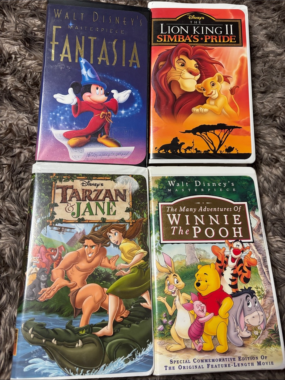 Vintage Disney VHS Tape lot Fantasia Lion King II Tarzan Jane Winnie Pooh